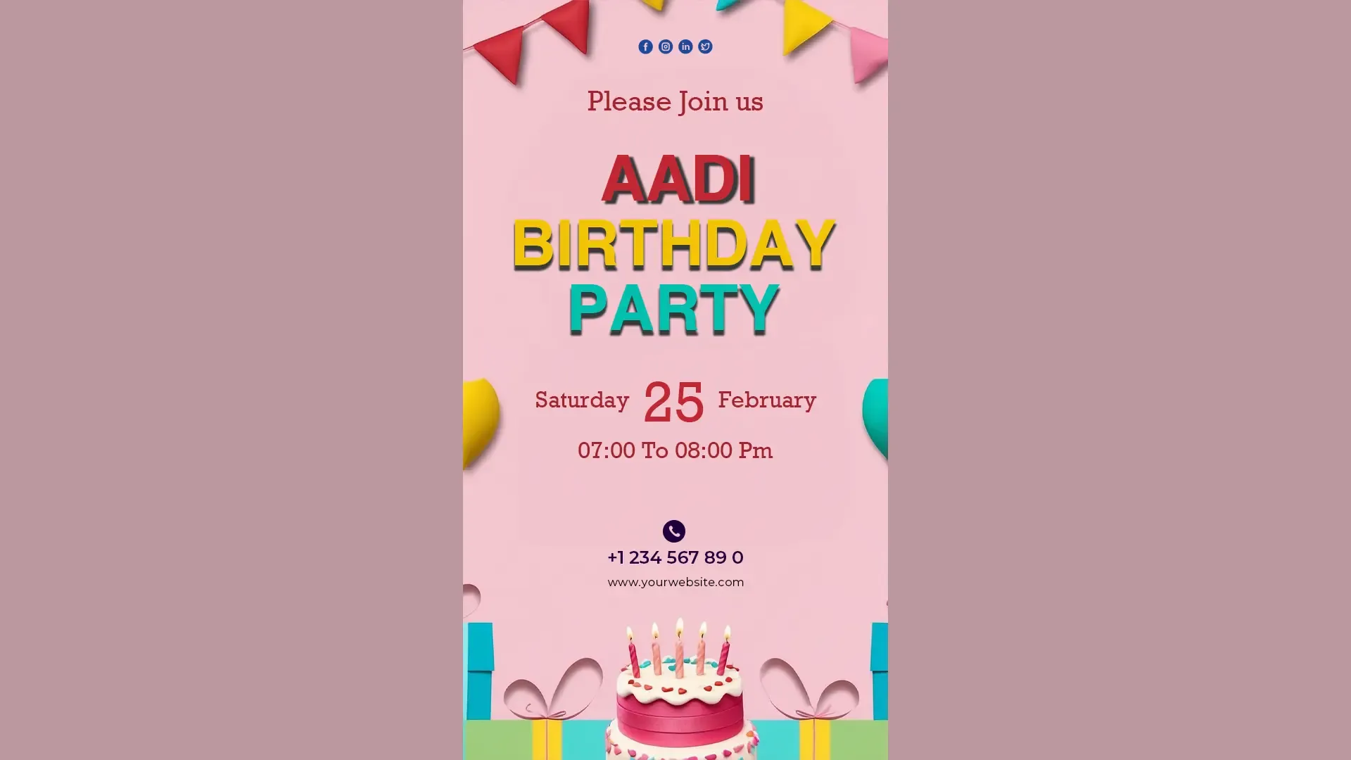 Modern Birthday Party Invitation for Instagram Story